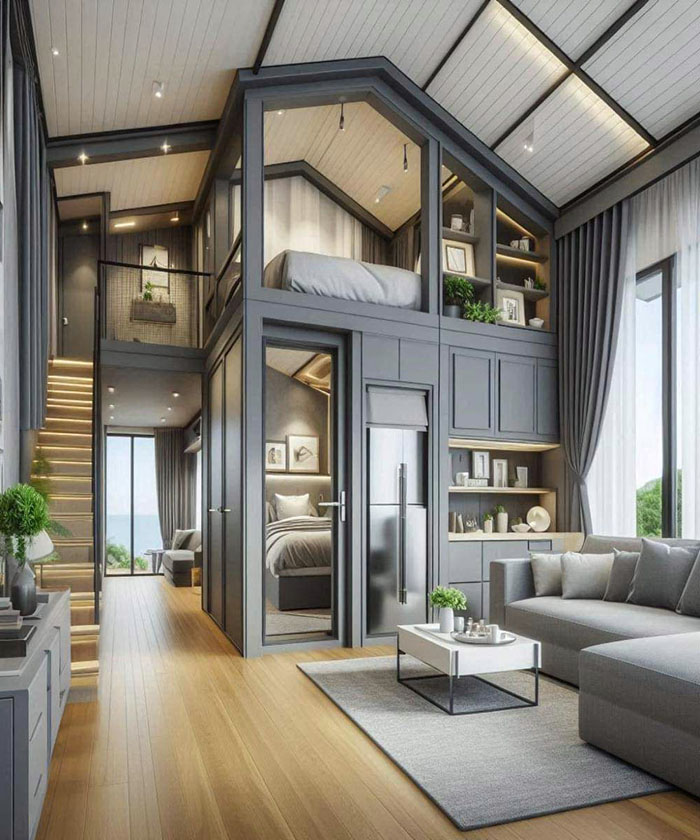 nhà gác lửng đẹp hiện đại sang trọng
